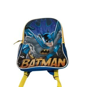 Batman DC Comics Kids Backpack Blue Yellow Superhero School Bag Graphic Print